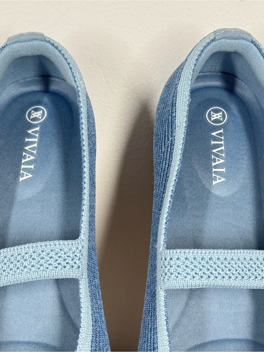 Vivaia Square Toe Margot Mary-Jane Flats Shoes Denim Blue Size 36.5 / 6